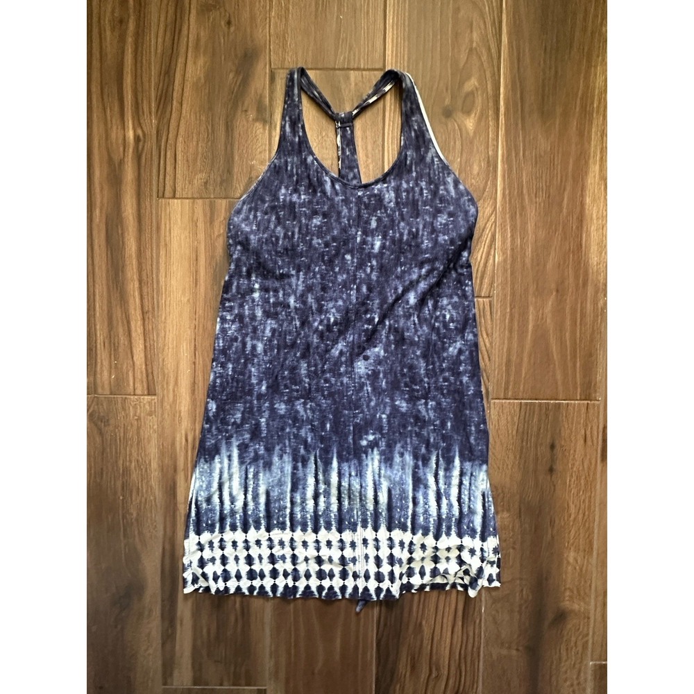 Patagonia Blue Tie Dye Batik Racerback Dress‎ Organic Cotton Tencel Size L